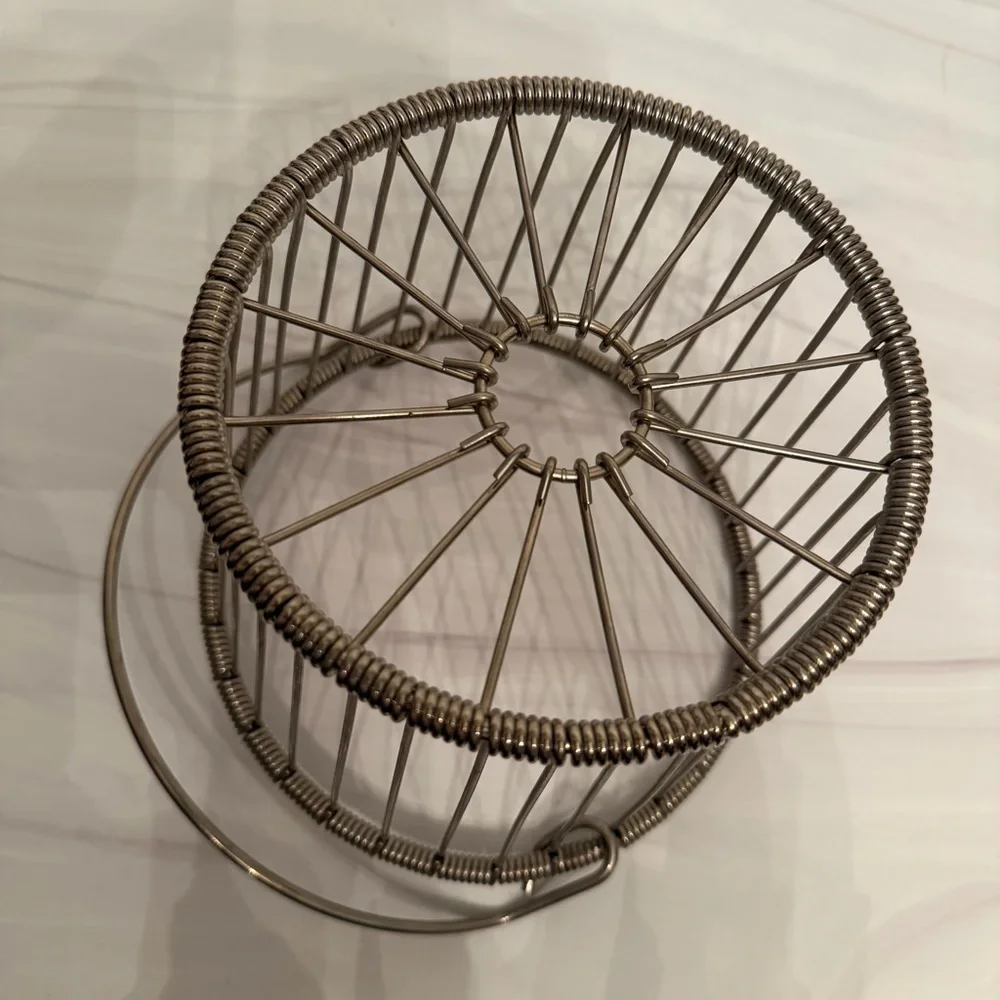 Hefty vintage silver French wire egg basket